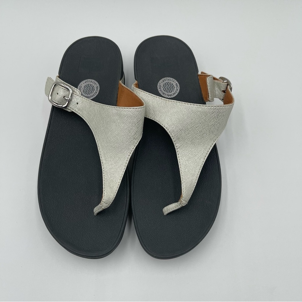 Fitflop Women’s Size 8 The Skinny Deluxe Silver Thong Sandals Shoes Cushioned - Picture 7 of 12